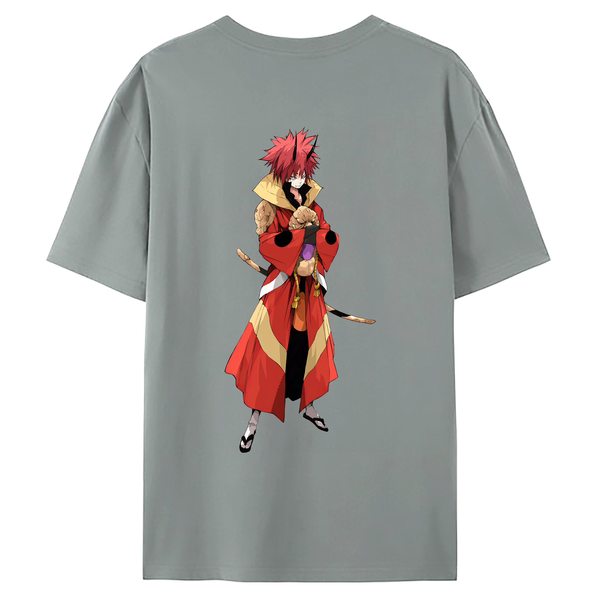 （画像用） 転スラ Regarding Reincarnated to Slime 綿100％ メンズ半袖Tシャツ（バックプリント） 通気性